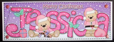 Xmas Jessica Livvy Bear Large Dl & 3D Decoupage by Joyce Watson