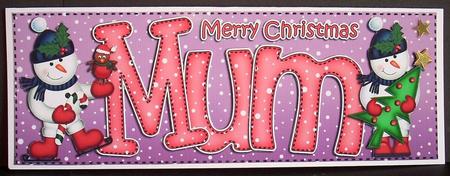 Large Dl Xmas Mum Snowmen Quick Card 3D Decoupage by Joyce Watson