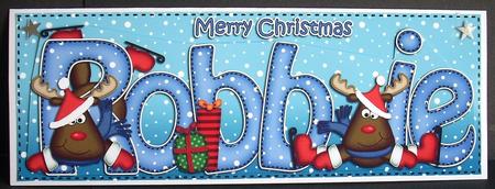Xmas Robbie Rudolph Large Dl & 3D Decoupage by Joyce Watson