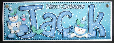 Xmas Large Dl Jack Quick Card with Snowmen N 3D Decoupage by Joyce Watson