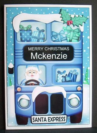 Xmas Santa Express Mckenzie A5 3D Decoupage by Joyce Watson