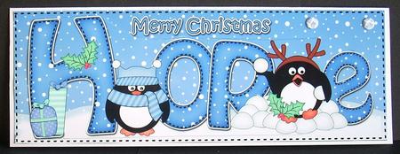 Large Dl Xmas Hope Pip Penguin & 3D Decoupage by Joyce Watson