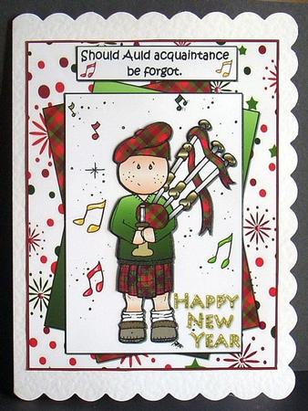 Bagpipe Boy New Year by Joyce Watson