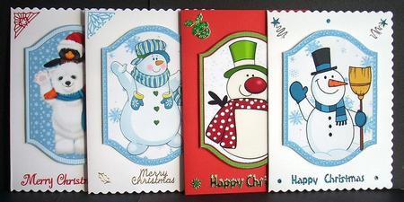 Four Christmas Snowman Theamed Shaped Toppers by Joyce Watson