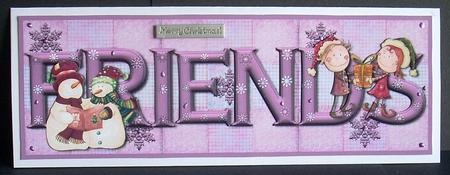 Warm Fuzzies Friends Large Dl Card Front with Decouapge by Joyce Watson