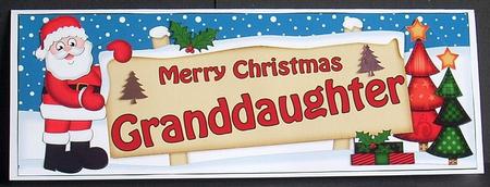 Xmas Granddaughter Santa Signpost Lge Dl Easicut Decoupage by Joyce Watson