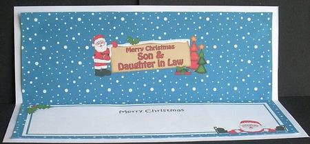 Xmas Son & Daughter in Law Santa Signpost Large Dl Insert by Joyce Watson