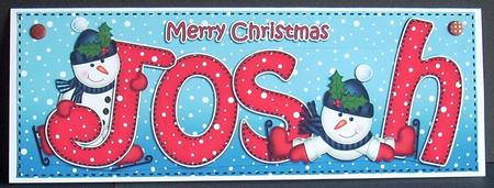 Merry Christmas Josh Snowmen Large Dl & 3D Decoupage by Joyce Watson