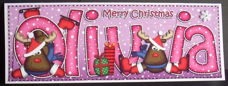 Xmas Olivia Rudolph Large Dl & 3D Decoupage by Joyce Watson