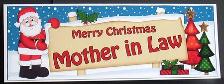 Xmas Mother in Law Santa Signpost Lge Dl Decoupage by Joyce Watson