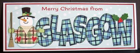 Merry Christmas from Glasgow Snowman Large Dl by Joyce Watson