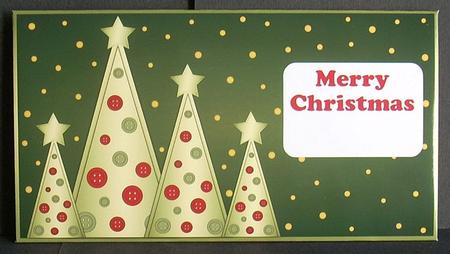 Buttons Christmas Trees Money Wallet Green by Joyce Watson