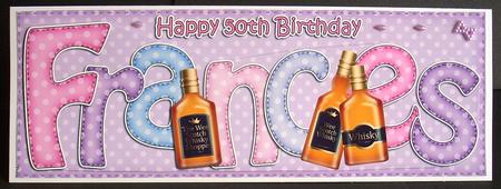 Large Dl 50th Birthday Frances Whisky 3D Decoupage by Joyce Watson