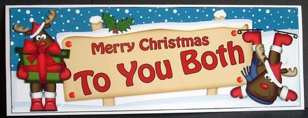 Lge Dl Xmas to You Both Rudolph Signpost Easicut 3D Dec by Joyce Watson