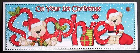 Large Dl 1st Xmas Sophie Livvy Bear 3D Decoupage by Joyce Watson
