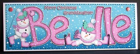 Large Dl Xmas Granddaughter Belle Snowman 3D Decoupage by Joyce Watson