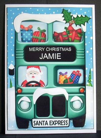 Xmas Santa Express Jamie A5 3D Decoupage by Joyce Watson