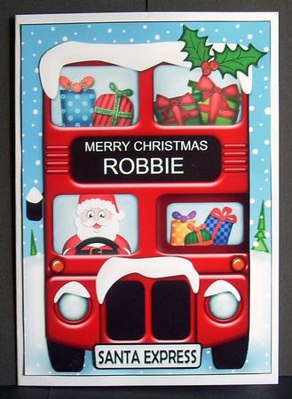 Xmas Santa Express Robbie A5 3D Decoupage by Joyce Watson