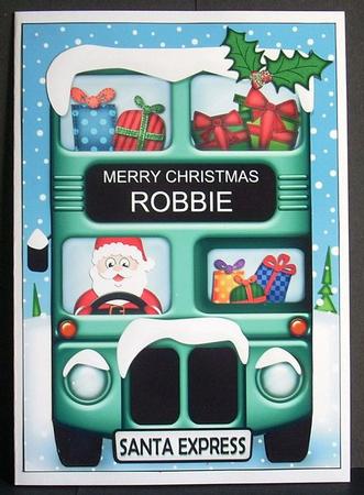 Xmas Santa Express Robbie A5 3D Decoupage by Joyce Watson