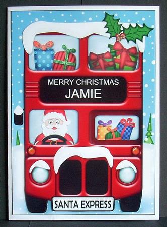 Xmas Santa Express Jamie A5 3D Decoupage by Joyce Watson