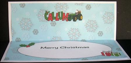 Santa on Tractor Callum Large Dl Insert by Joyce Watson