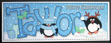 Large Dl Xmas Taylor Pip Penguin & 3D Decoupage by Joyce Watson