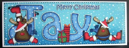 Xmas Jay Rudolph Large Dl & 3D Decoupage by Joyce Watson