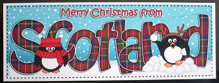 Large Dl Christmas from Scotland Pip Penguin 3D Decoupage by Joyce Watson
