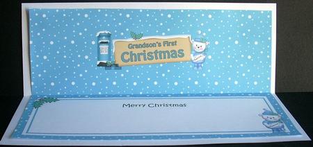 Lge Dl 1st Xmas Grandson Teddy Ed Signpost Insert by Joyce Watson
