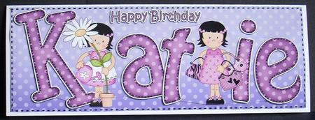 Girlz Birthday Katie Large Dl Quick Card 3D Decoupage by Joyce Watson