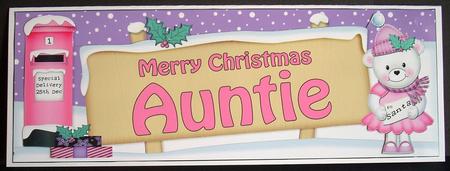 Lge Dl Xmas Auntie Teddy Tess Signpost Easicut Decoupage by Joyce Watson