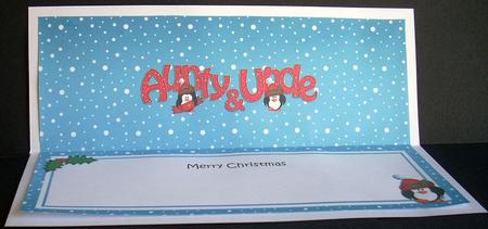 Large Dl Xmas Aunty & Uncle Penguins Insert by Joyce Watson