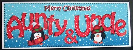 Large Dl Xmas Aunty & Uncle Penguins 3D Decoupage by Joyce Watson