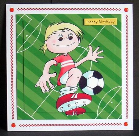 Football Crazy the Reds Large Square Card Front by Joyce Watson