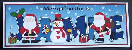 Santas & Snowman Jamie Large Dl by Joyce Watson