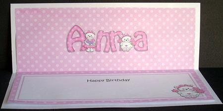 Large Dl Birthday Anna Teddies Matching Insert by Joyce Watson