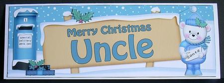 Lge Dl Xmas Uncle Teddy Signpost Decoupage by Joyce Watson