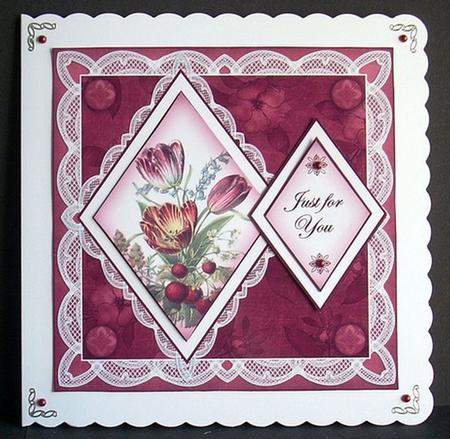 Red Tulips Just for You 7in Double Diamond Topper by Joyce Watson