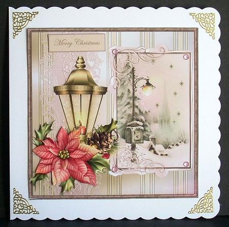 Lamplight Vintage Christmas Card and Decoupage by Joyce Watson