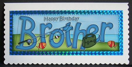 Large Dl Birthday Brother Fishing Card & 3D Decoupage by Joyce Watson