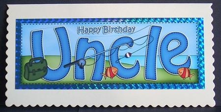 Large Dl Birthday Uncle Fishing Card & 3D Decoupage by Joyce Watson