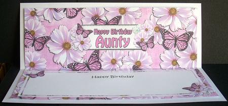 Birthday Aunty Floral Butterflies Large Dl Matching Insert by Joyce Watson