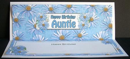 Large Dl Birthday Auntie Daisies Floral Matching Insert by Joyce Watson