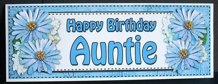 Large Dl Birthday Auntie Daisies Floral 3D Decoupage by Joyce Watson