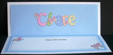 Birthday Clare Butterflies Large Dl Matching Insert by Joyce Watson