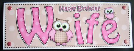 Large Dl Birthday Wife Owls Quick Card N 3D Decoupage by Joyce Watson
