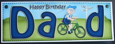 Large Dl Birthday Dad Cycling Bert Quick Card & 3D Decoupage by Joyce Watson