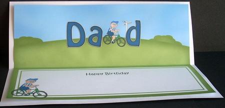Large Dl Birthday Dad Cycling Bert Insert by Joyce Watson