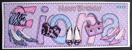 Large Dl Birthday Fiona Shoes & Handbags 3D Decoupage by Joyce Watson