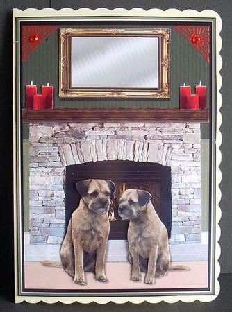 Borders Terriers Fireplace Scene by Joyce Watson
